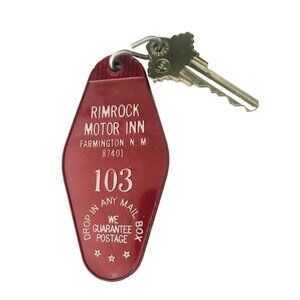 Vtg Farmington New Mexico Rimrock Motor Inn Motel Hotel Key & Fob #103 Red NM US